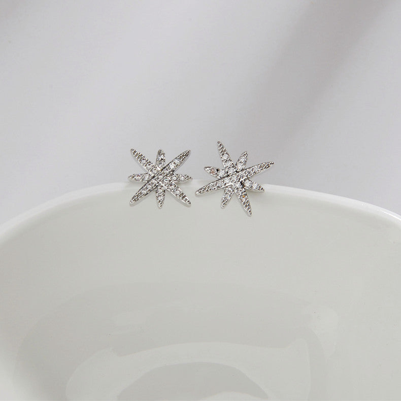 1 Pair Simple Style Star Plating Inlay Copper Zircon White Gold Plated Ear Studs