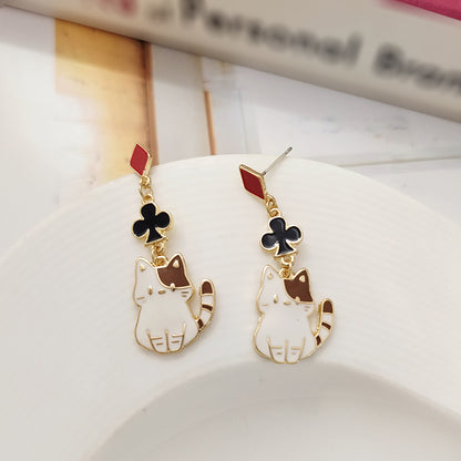 1 Pair Cute Simple Style Cat Enamel Plating Alloy Drop Earrings