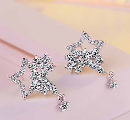 1 Pair Elegant Commute Star Plating Inlay Copper Zircon White Gold Plated Ear Studs