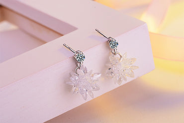 1 Pair Cute Sweet Geometric Snowflake Plating Inlay Copper Zircon Drop Earrings