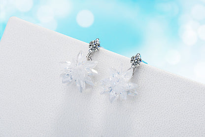 1 Pair Cute Sweet Geometric Snowflake Plating Inlay Copper Zircon Drop Earrings