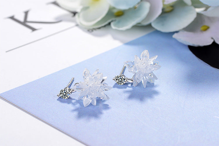 1 Pair Cute Sweet Geometric Snowflake Plating Inlay Copper Zircon Drop Earrings