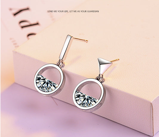 1 Pair Simple Style Shiny Geometric Plating Hollow Out Inlay Copper Zircon White Gold Plated Drop Earrings