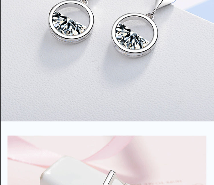 1 Pair Simple Style Shiny Geometric Plating Hollow Out Inlay Copper Zircon White Gold Plated Drop Earrings