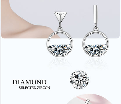 1 Pair Simple Style Shiny Geometric Plating Hollow Out Inlay Copper Zircon White Gold Plated Drop Earrings