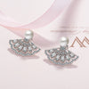 1 Pair Lady Sector Plating Inlay Copper Pearl Zircon Rose Gold Plated White Gold Plated Ear Studs