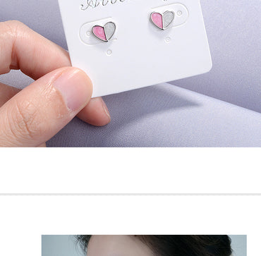 1 Pair Simple Style Heart Shape Epoxy Plating Copper Ear Studs