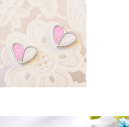 1 Pair Simple Style Heart Shape Epoxy Plating Copper Ear Studs