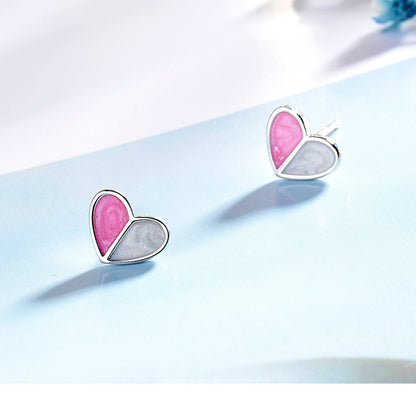 1 Pair Simple Style Heart Shape Epoxy Plating Copper Ear Studs