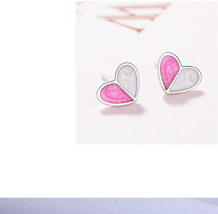 1 Pair Simple Style Heart Shape Epoxy Plating Copper Ear Studs