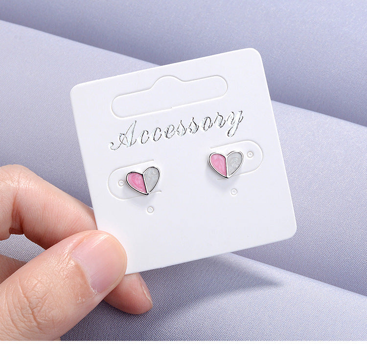 1 Pair Simple Style Heart Shape Epoxy Plating Copper Ear Studs