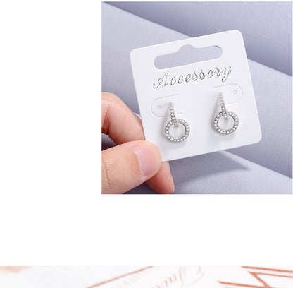 1 Pair Simple Style Circle Hollow Out Inlay Copper Zircon Drop Earrings