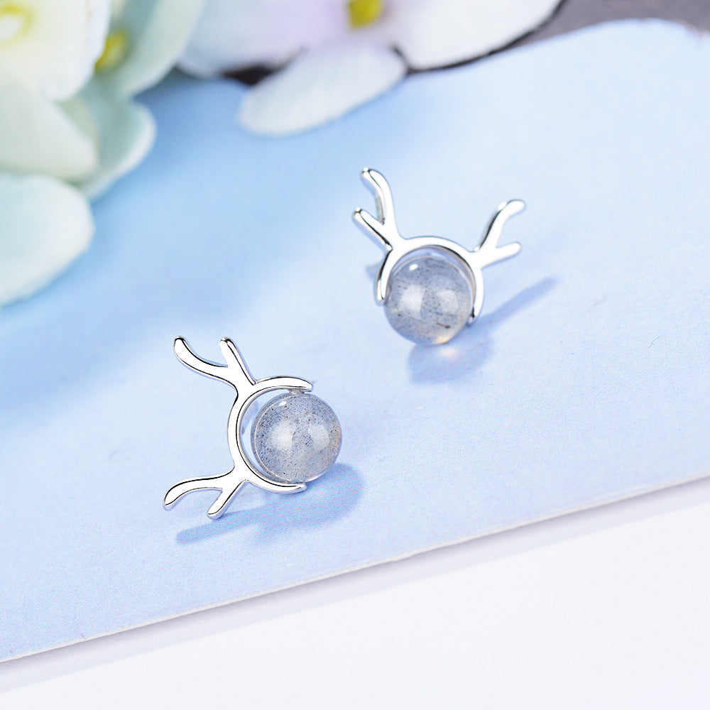 1 Pair Cute Simple Style Deer Crystal Copper Ear Studs