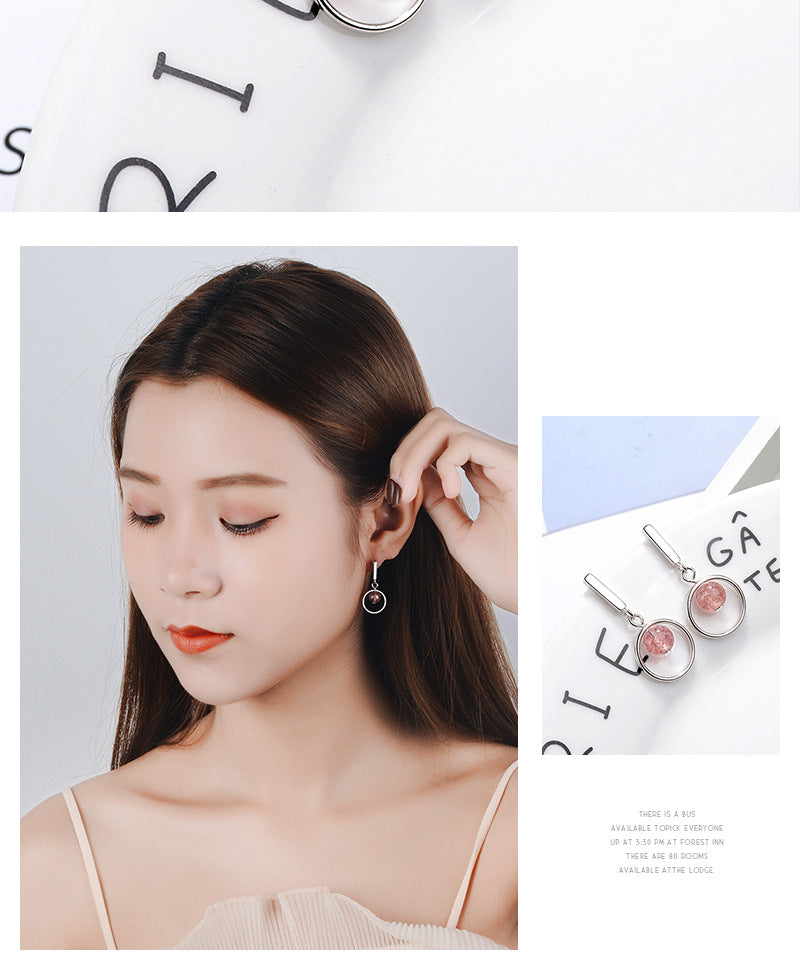 1 Piece Ig Style Simple Style Round Crystal Plating Copper White Gold Plated Drop Earrings