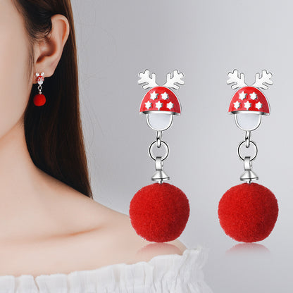 1 Pair Cute Christmas Tree Flower Snowman Epoxy Plating Inlay Copper Zircon Earrings