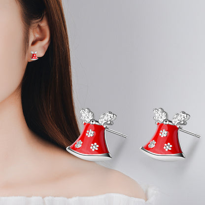 1 Pair Cute Christmas Tree Flower Snowman Epoxy Plating Inlay Copper Zircon Earrings