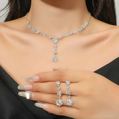 Luxurious Fashion U Shape Square Alloy Plating Diamond Rhinestones Jewelry Set 1 Set