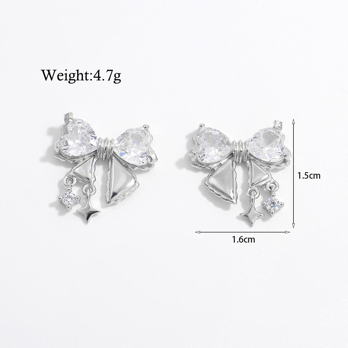 1 Pair Elegant Cute Sweet Moon Maple Leaf Crown Plating Hollow Out Inlay Sterling Silver Zircon White Gold Plated Rhodium Plated Ear Studs