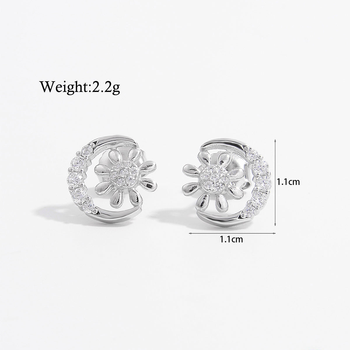 1 Pair Elegant Cute Sweet Moon Maple Leaf Crown Plating Hollow Out Inlay Sterling Silver Zircon White Gold Plated Rhodium Plated Ear Studs