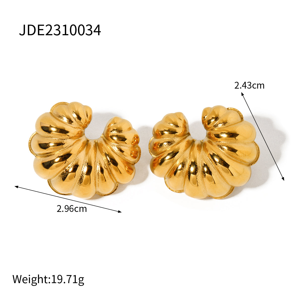 1 Pair Ig Style C Shape Solid Color Plating Stainless Steel 18k Gold Plated Ear Studs