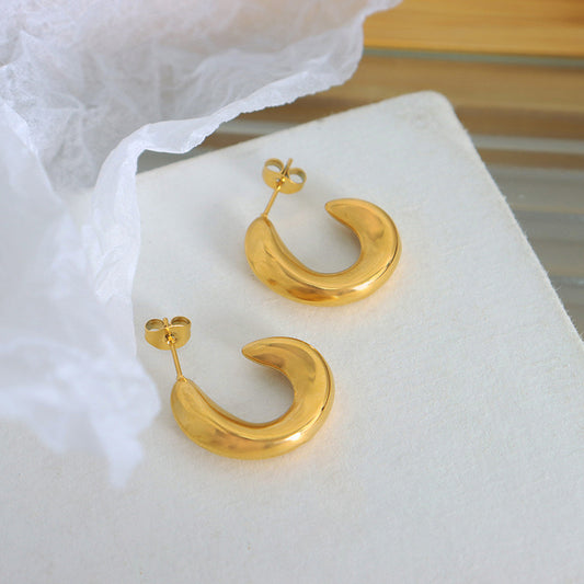 1 Pair Vintage Style Artistic Solid Color Plating Stainless Steel 14k Gold Plated Ear Studs