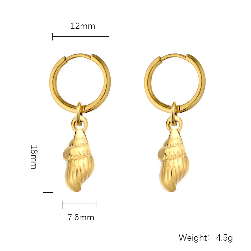 1 Pair Simple Style Classic Style Starfish Conch Shell Plating Stainless Steel Gold Plated Earrings