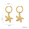 1 Pair Simple Style Classic Style Starfish Conch Shell Plating Stainless Steel Gold Plated Earrings