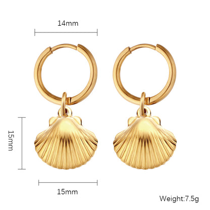 1 Pair Simple Style Classic Style Starfish Conch Shell Plating Stainless Steel Gold Plated Earrings