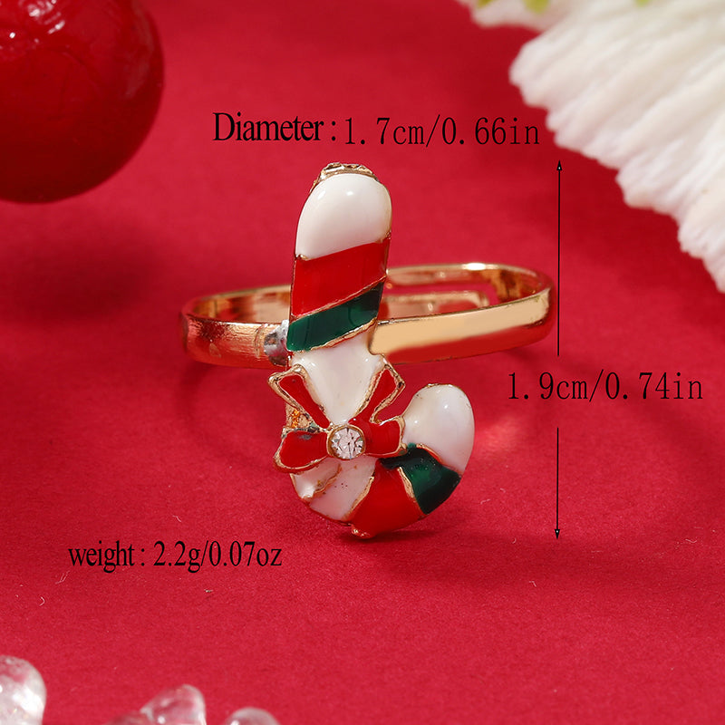 Princess Cute Christmas Tree Santa Claus Snowflake Alloy Plating Inlay Rhinestones Silver Plated Christmas Kid's Open Rings