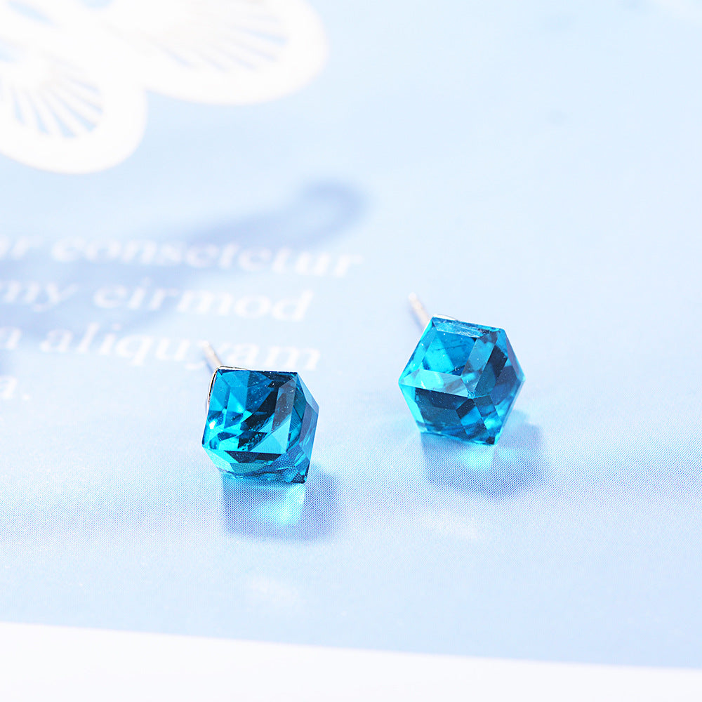 1 Pair Simple Style Square Artificial Crystal Ear Studs