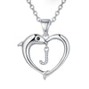 Lady Letter Dolphin Heart Shape Stainless Steel Copper Plating Inlay Zircon 14k Gold Plated Pendant Necklace