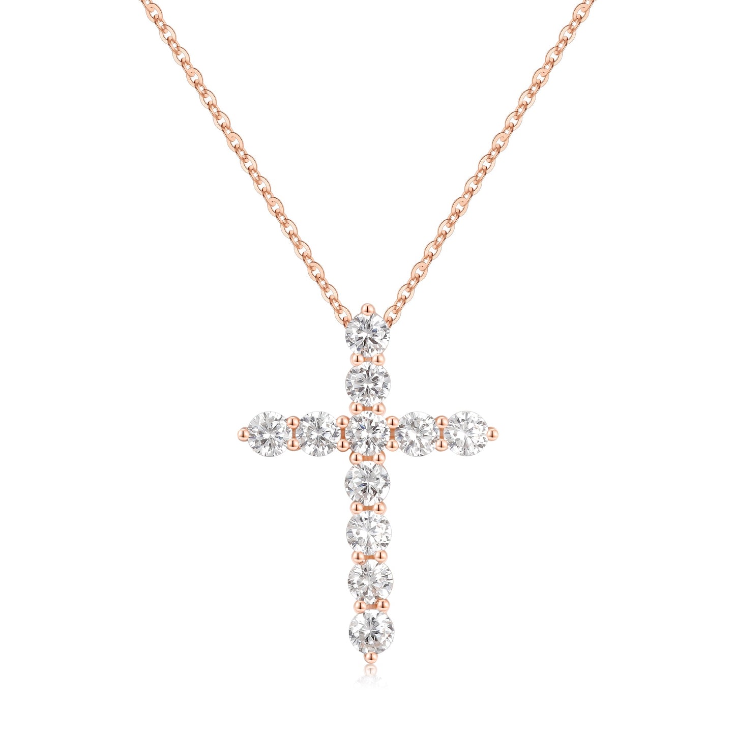 Simple Style Cross Sterling Silver Plating Inlay Zircon 14k Gold Plated Rose Gold Plated Silver Plated Pendant Necklace