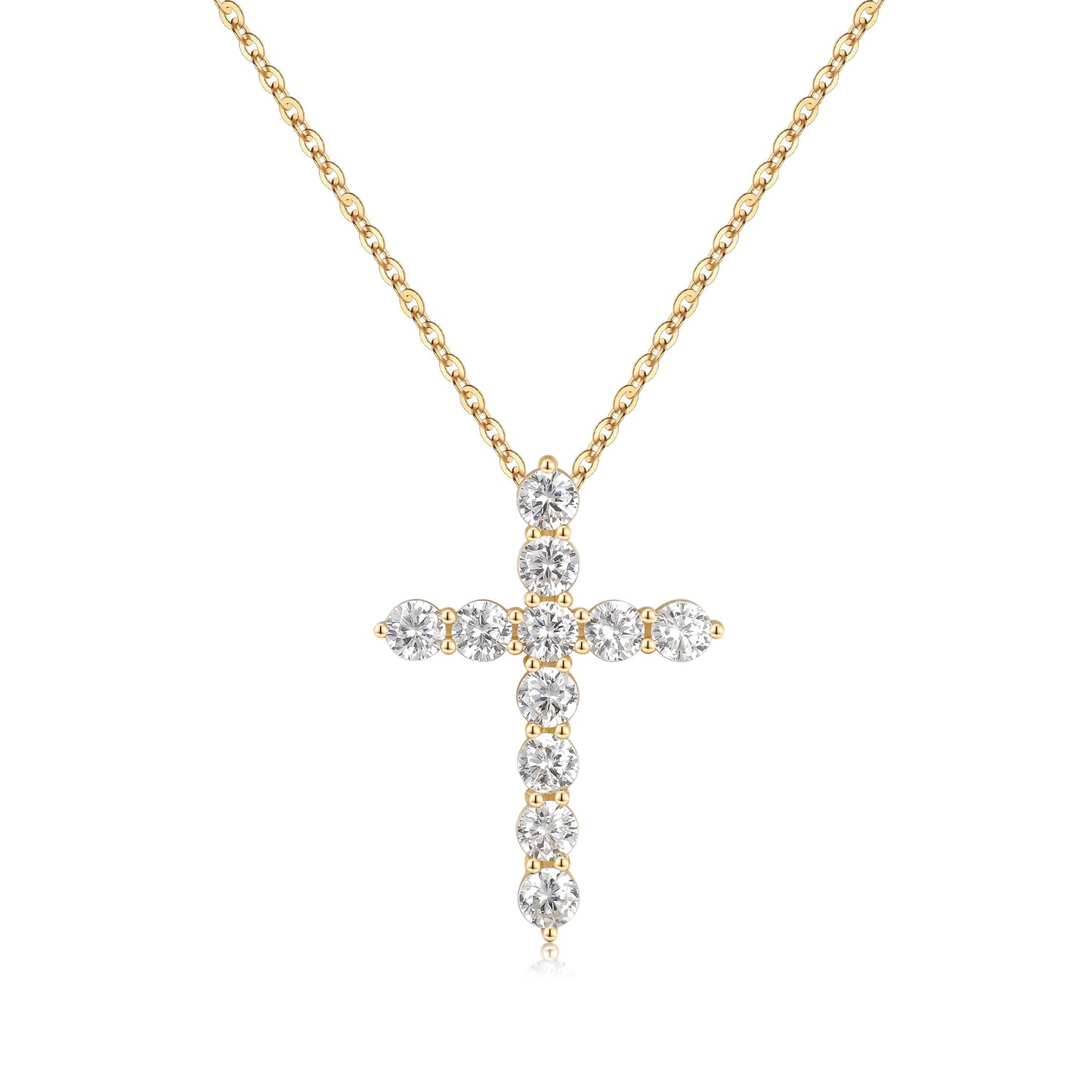 Simple Style Cross Sterling Silver Plating Inlay Zircon 14k Gold Plated Rose Gold Plated Silver Plated Pendant Necklace