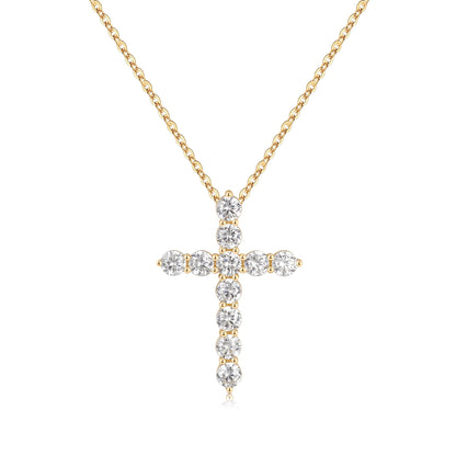 Simple Style Cross Sterling Silver Plating Inlay Zircon 14k Gold Plated Rose Gold Plated Silver Plated Pendant Necklace