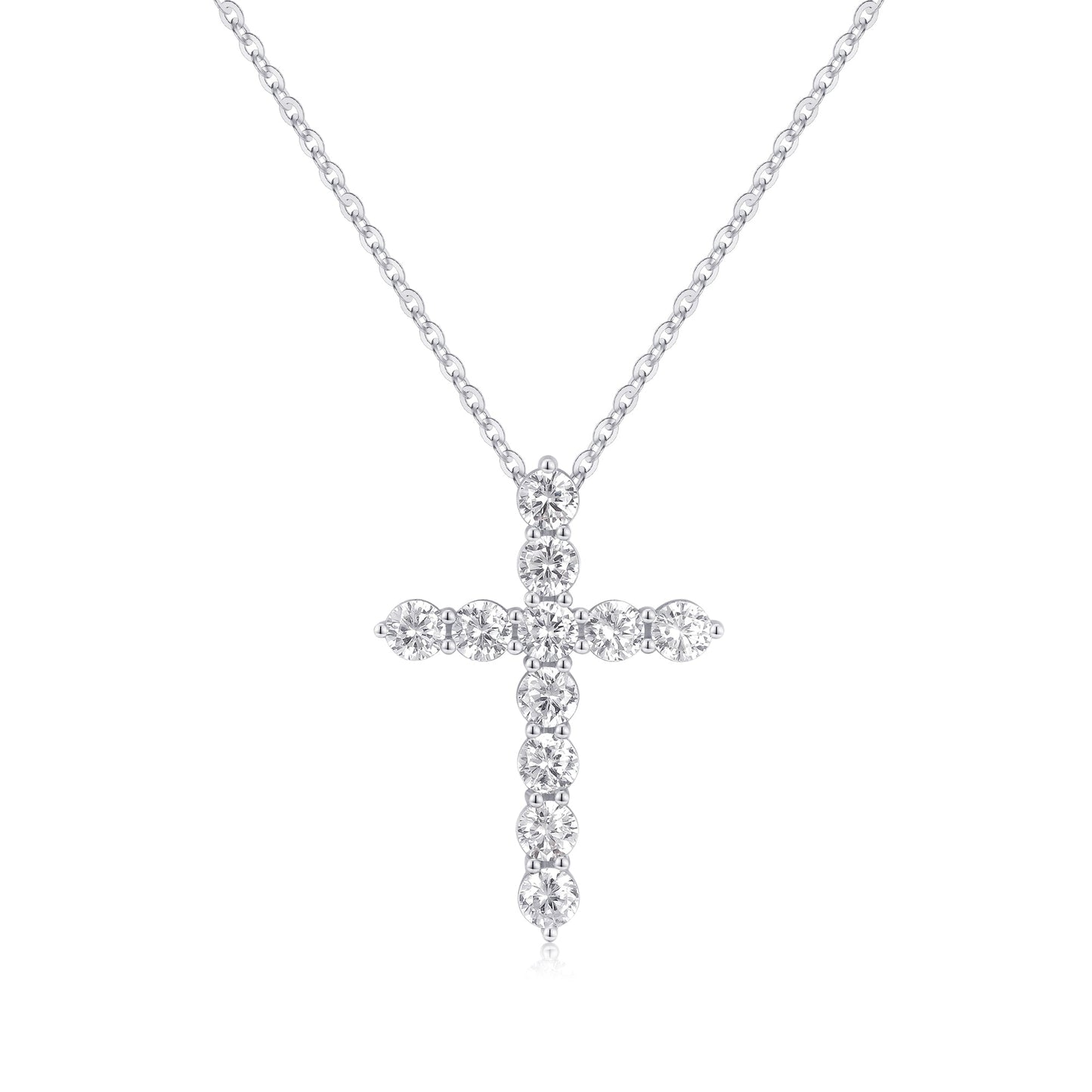 Simple Style Cross Sterling Silver Plating Inlay Zircon 14k Gold Plated Rose Gold Plated Silver Plated Pendant Necklace