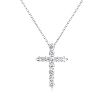 Simple Style Cross Sterling Silver Plating Inlay Zircon 14k Gold Plated Rose Gold Plated Silver Plated Pendant Necklace