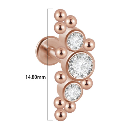 Casual Simple Style Shiny Geometric Stainless Steel Plating Inlay Artificial Gemstones Lip Stud