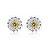 1 Pair Lady Flower Inlay Copper Zircon Ear Studs