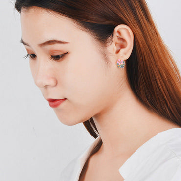 1 Pair Elegant Luxurious Commute Flower Epoxy Plating Inlay Copper Zircon White Gold Plated Ear Studs