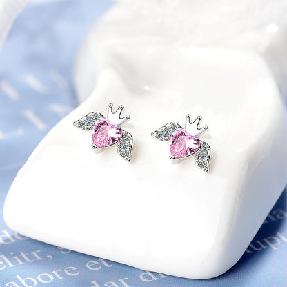 1 Pair Lady Heart Shape Plating Inlay Copper Zircon 24k Gold Plated White Gold Plated Ear Studs