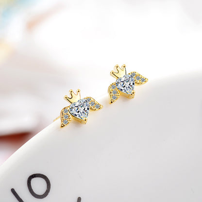 1 Pair Lady Heart Shape Plating Inlay Copper Zircon 24k Gold Plated White Gold Plated Ear Studs