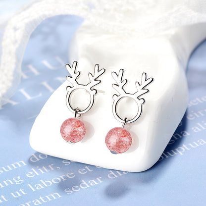 1 Pair Simple Style Elk Plating Inlay Crystal Crystal White Gold Plated Ear Studs