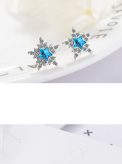 1 Pair Lady Star Plating Inlay Copper Crystal White Gold Plated Ear Studs