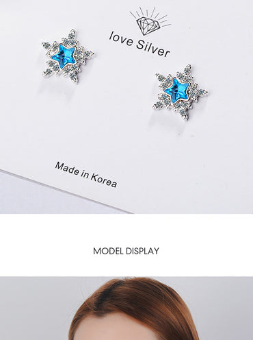 1 Pair Lady Star Plating Inlay Copper Crystal White Gold Plated Ear Studs