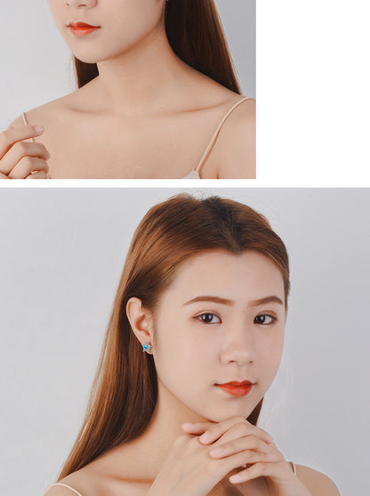 1 Pair Lady Star Plating Inlay Copper Crystal White Gold Plated Ear Studs