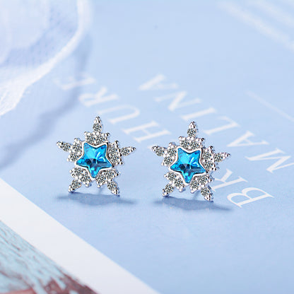 1 Pair Lady Star Plating Inlay Copper Crystal White Gold Plated Ear Studs