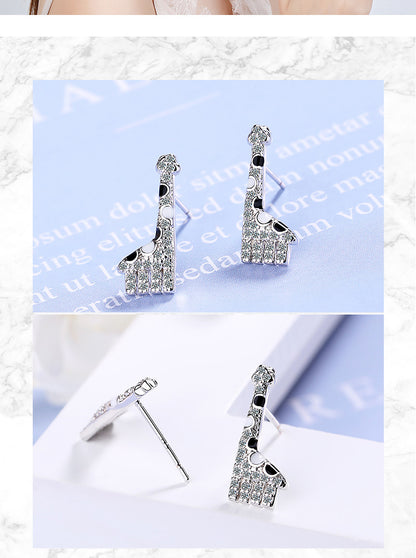 1 Pair Simple Style Giraffe Plating Inlay Copper Zircon White Gold Plated Ear Studs