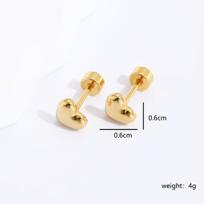 Fashion Stainless Steel Electroplated 18k Gold Heart Stud Earrings