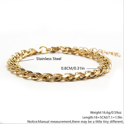 Hip-hop Punk Solid Color Stainless Steel Plating 18k Gold Plated Bracelets