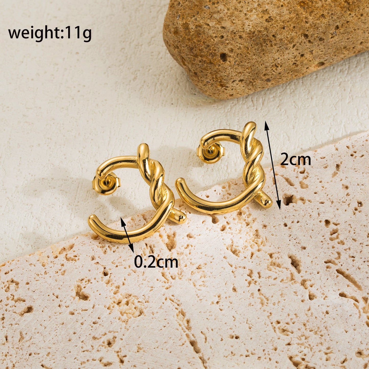 1 Pair Classic Style Solid Color Plating Stainless Steel 14k Gold Plated Ear Studs